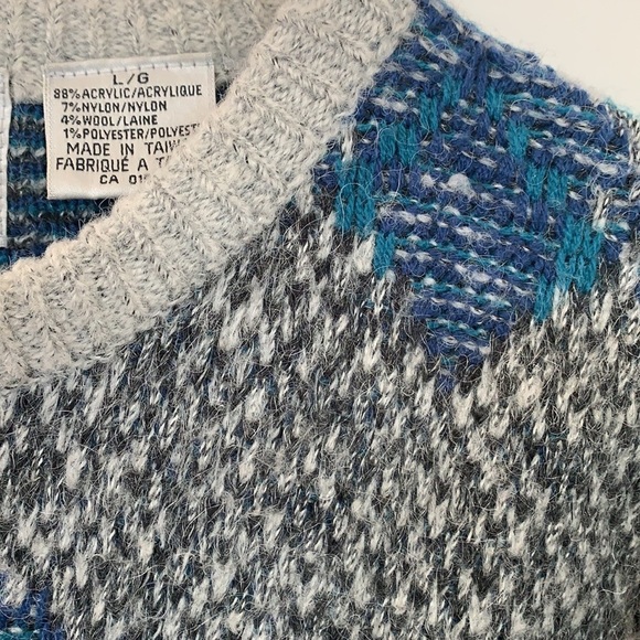 VINTAGE CREWNECK PATTERNED UNISEX SWEATER SIZE L - Picture 7 of 7